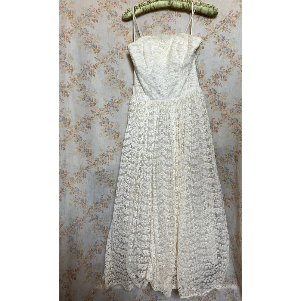 Vtg 50s Lace Cupcake Prom Gown XS  (flawed)